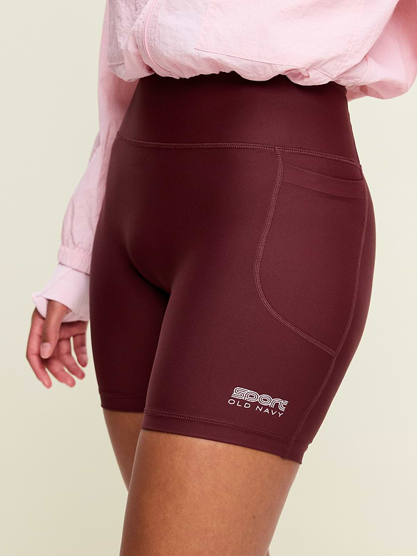 Extra-High Waisted PowerSoft Boundless Pocket Biker Shorts-- 6-inch inseam - No Front Seam