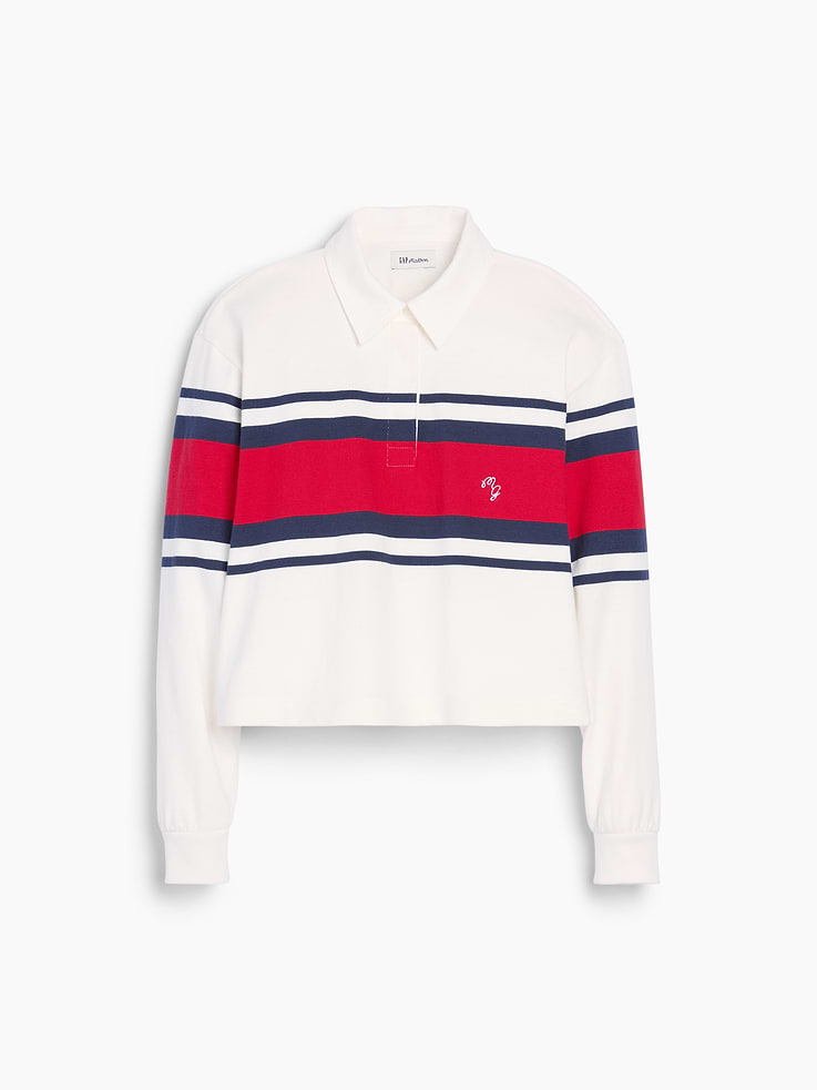Image number 6 showing, Gap × Malbon Oversized Crop Rugby Shirt