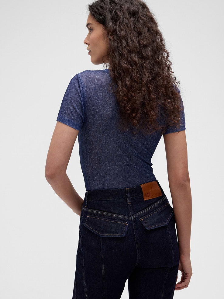 Image number 2 showing, GapStudio Printed Denim Sheer T-Shirt