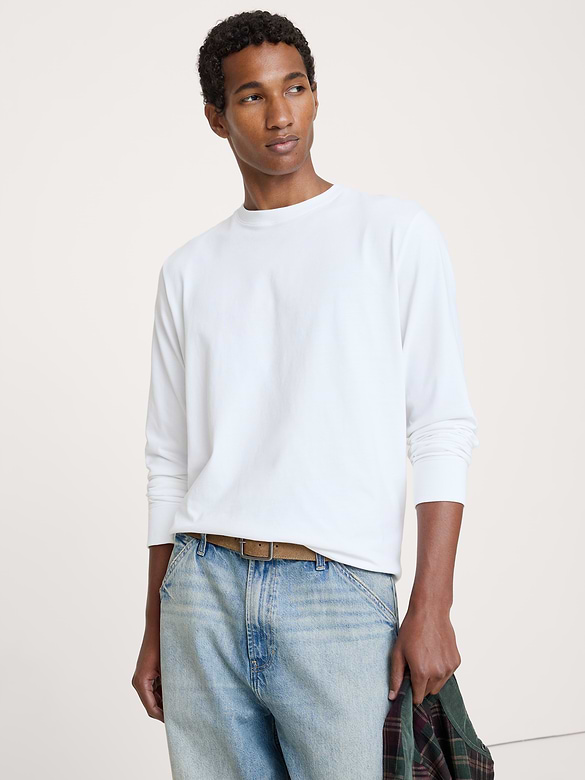 T-shirt à manches longues en coton suédé