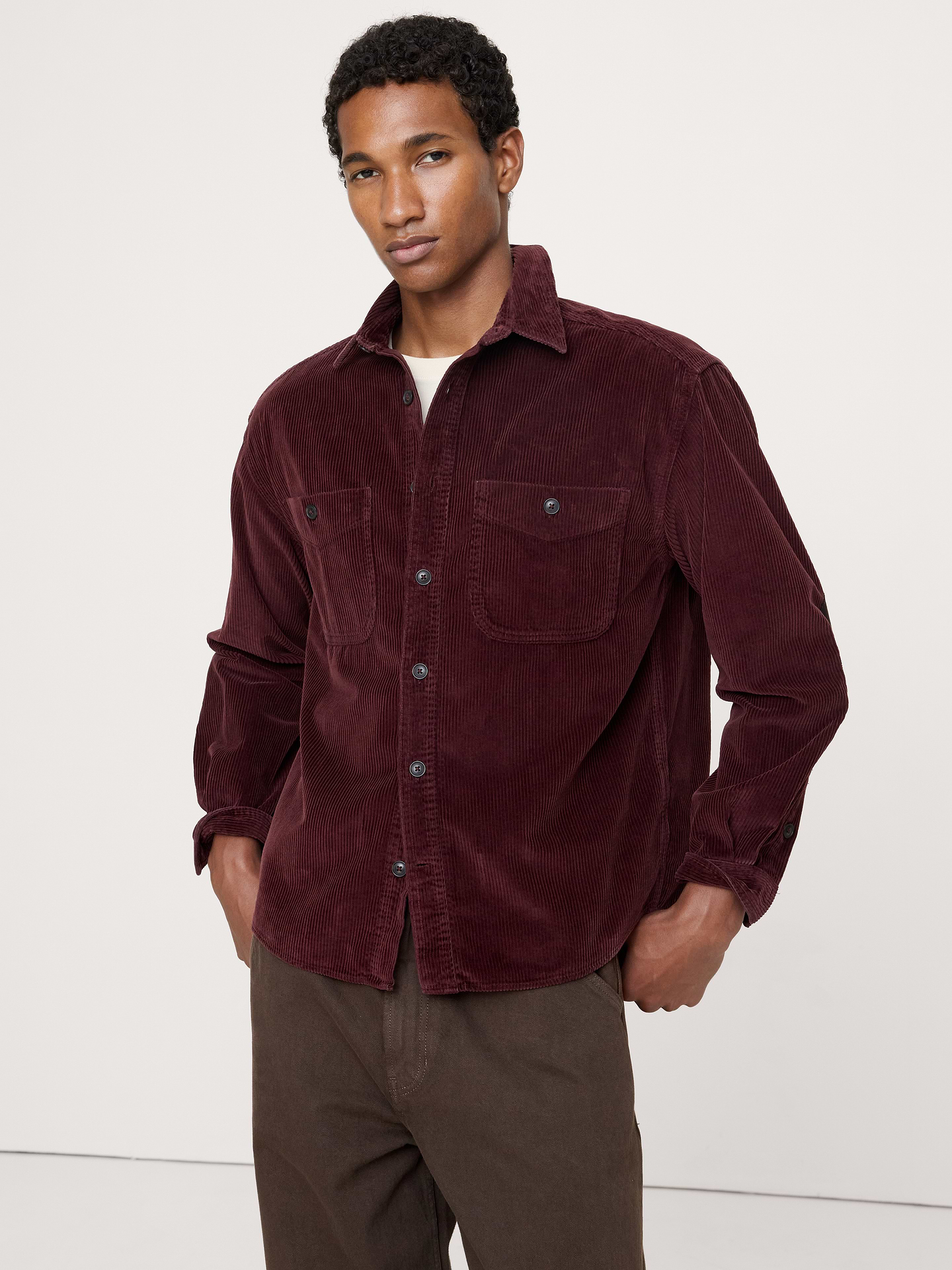 Image number 1 showing, Archive Reissue Corduroy Shirt with Suede Elbow Patches