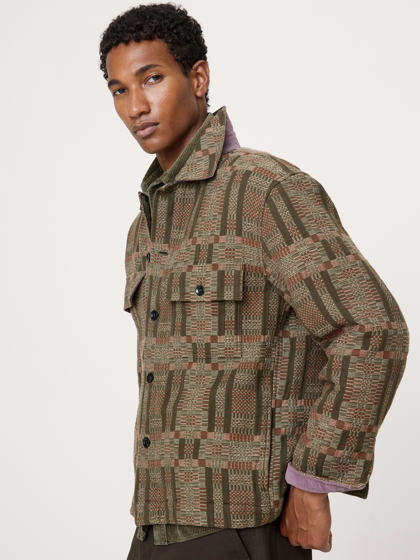 Image 4 of 7, Relaxed-Fit Cotton Jacquard Overshirt