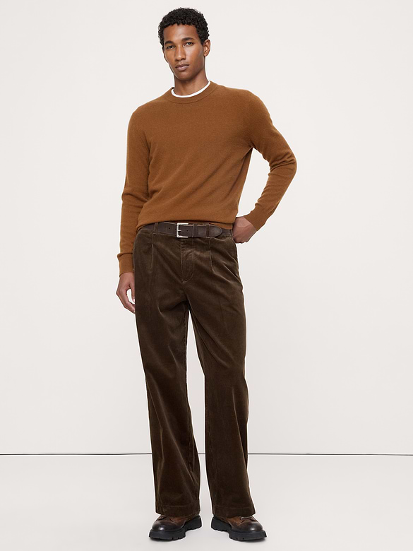 Loose Pleated Corduroy Pant