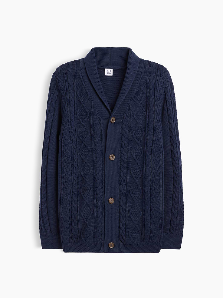 Image number 1 showing, Kids Relaxed Cable-Knit Cardigan