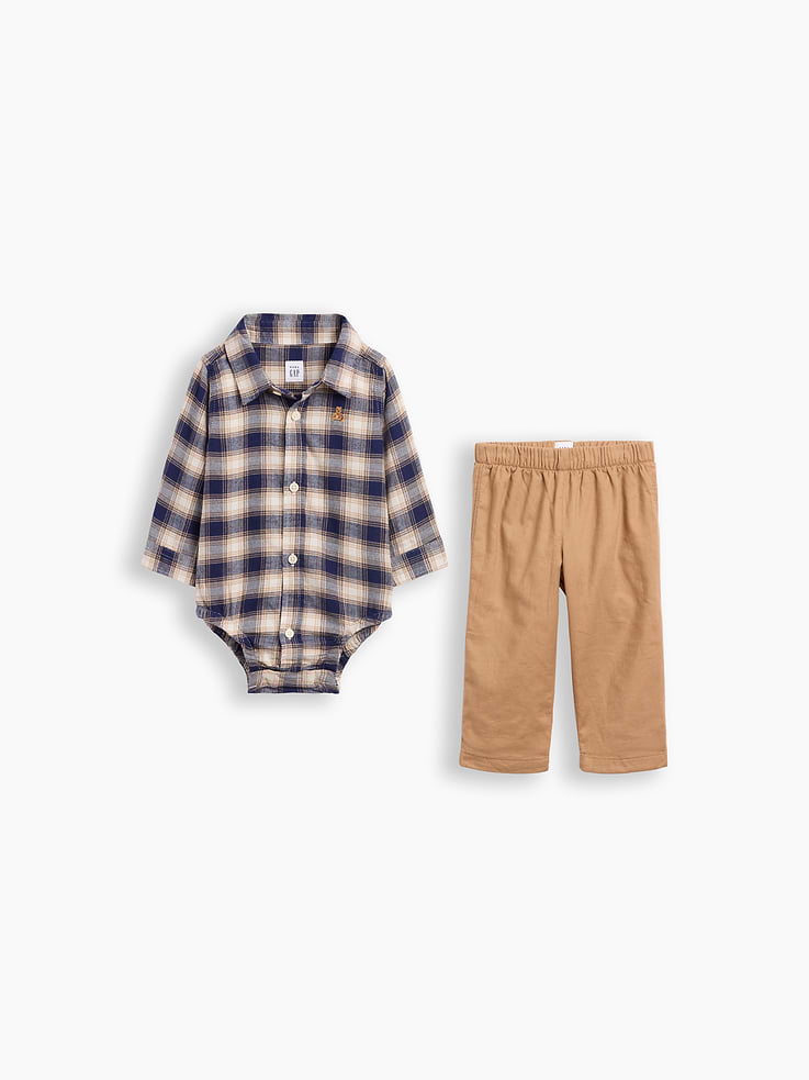 Image number 1 showing, Baby Flannel Two-Piece Outfit Set