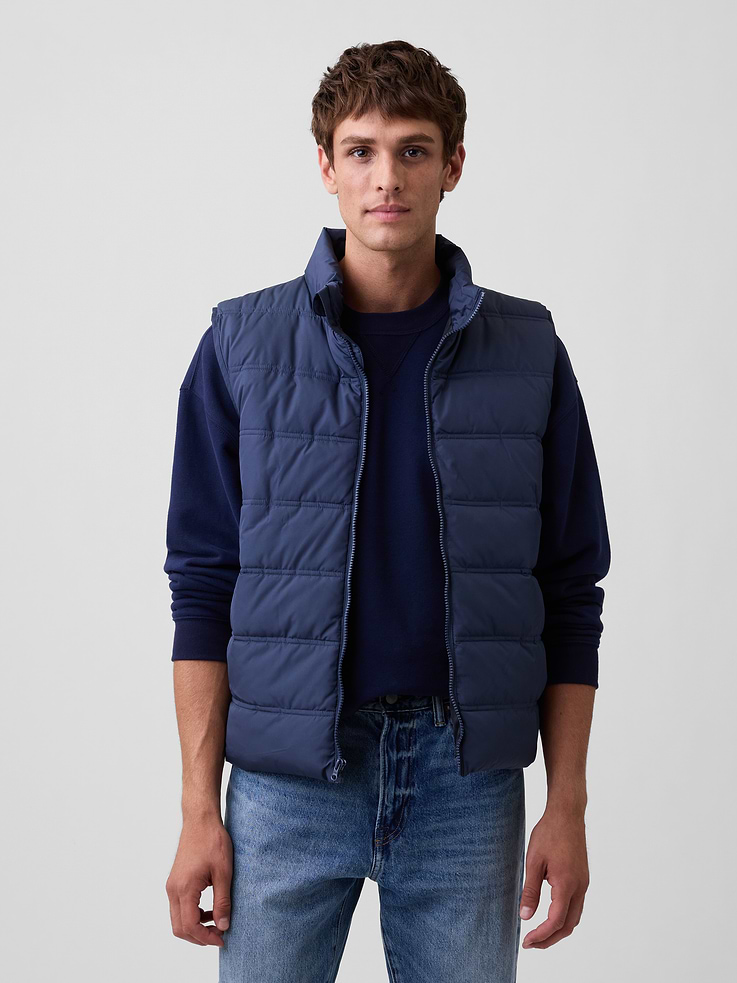 Image 1 of 5, Quilted water and wind-resistant outer., 100% recycled wellon fill., Sleeveless., Stand collar, zip front., On-seam pockets., Product #1178001