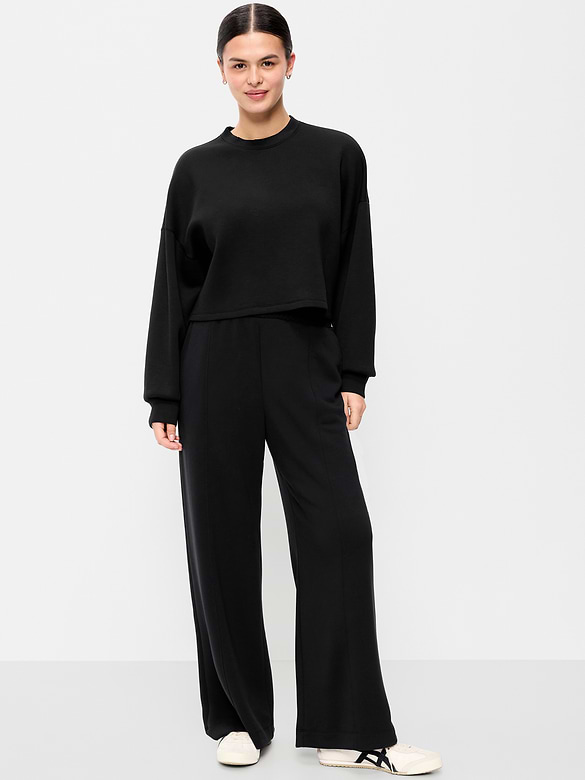 High-Waisted Bounce Fleece Wide-Leg Sweatpants