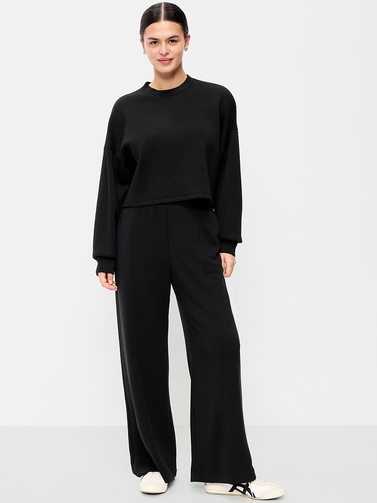 Image number 5 showing, High-Waisted Bounce Fleece Wide-Leg Sweatpants