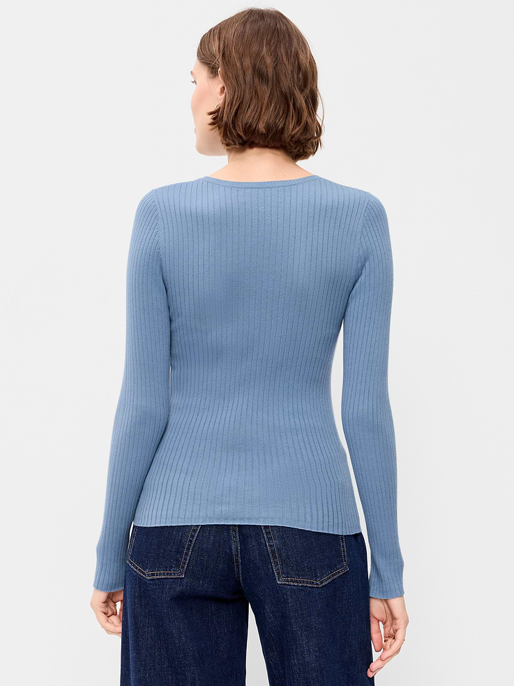 Image number 2 showing, Crew-Neck Long-Sleeve Ribbed Top