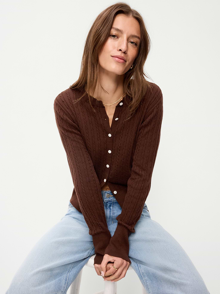 Image number 1 showing, SoSoft Cotton Crew-Neck Cardigan Sweater