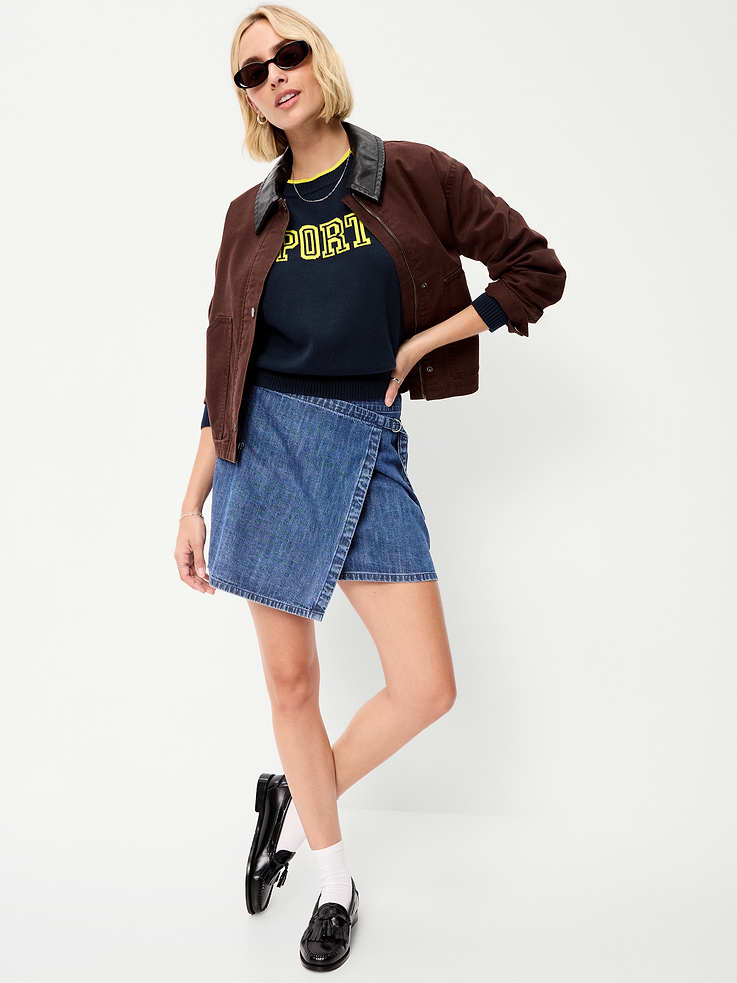 Image number 3 showing, SoSoft Cotton Jacquard Crew-Neck Cropped Sweatshirt