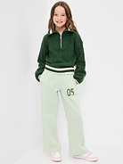 L'image numéro 3 présente Pantalon en coton ouaté à taille haute et jambe jambe à imprimé pour fille