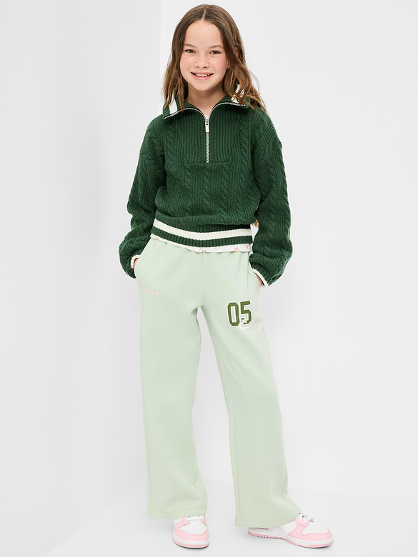 High-Waisted Graphic Wide-Leg Sweatpants for Girls