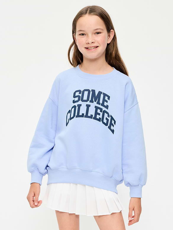 Oversized Graphic Tunic Sweatshirt for Girls