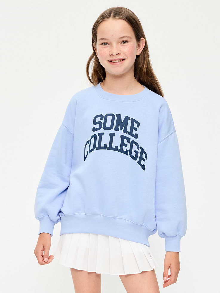 Image 1 of 4, crew neck, long sleeves, drop shoulders, graphic at front, Product #894040