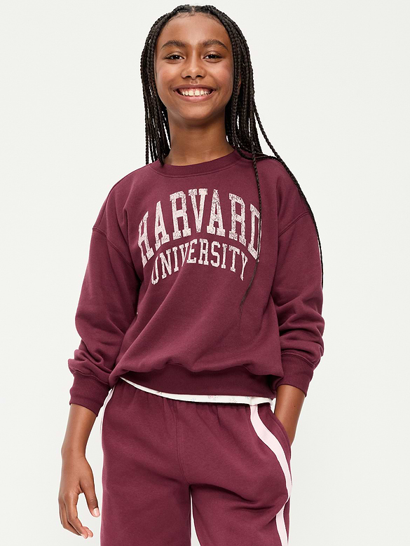 College Oversized Graphic Tunic Sweatshirt for Girls