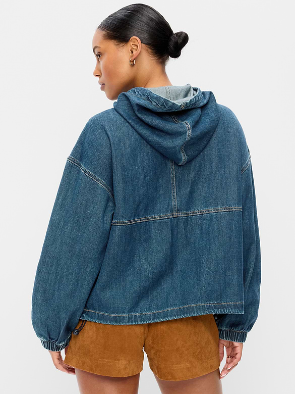 Denim Popover Hooded Jacket