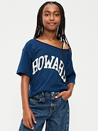 Image 1 of 2, off-shoulder neckline, raw-edge neckline, short sleeves, graphic at front, Product #894013