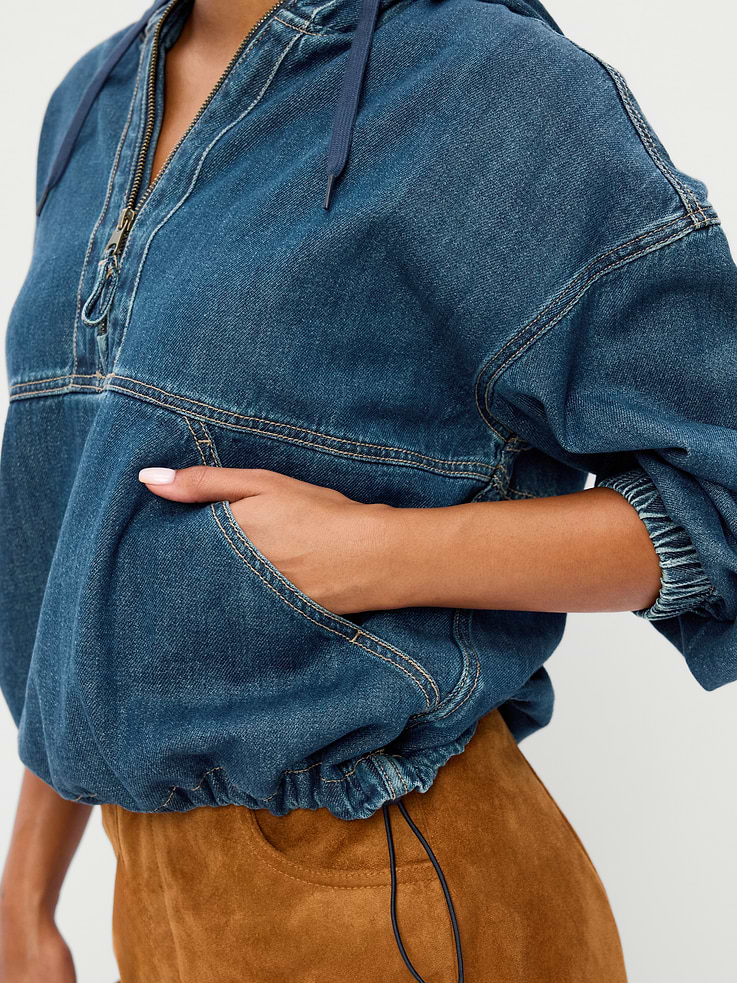 Image number 4 showing, Denim Popover Hooded Jacket