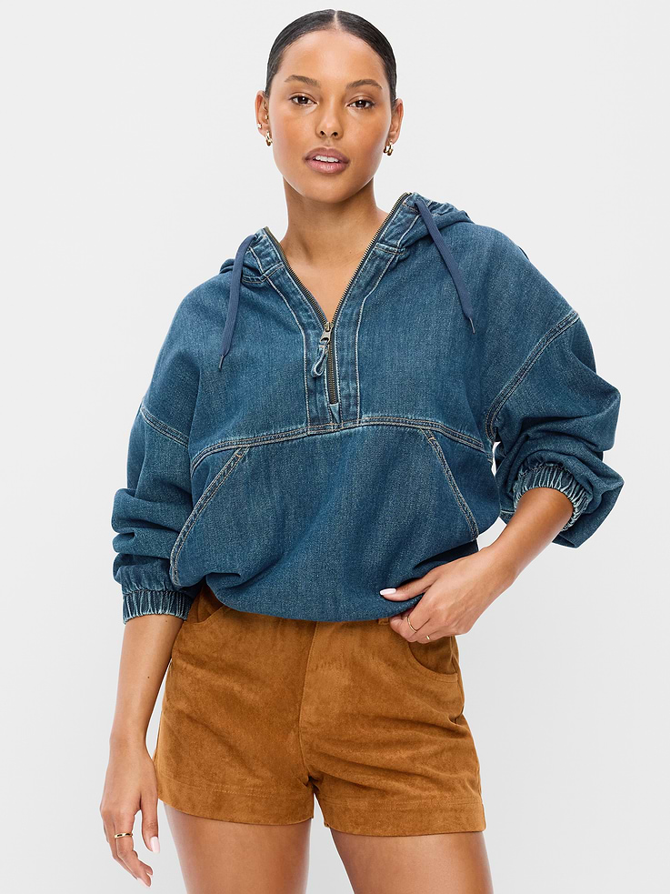 Image number 1 showing, Denim Popover Hooded Jacket