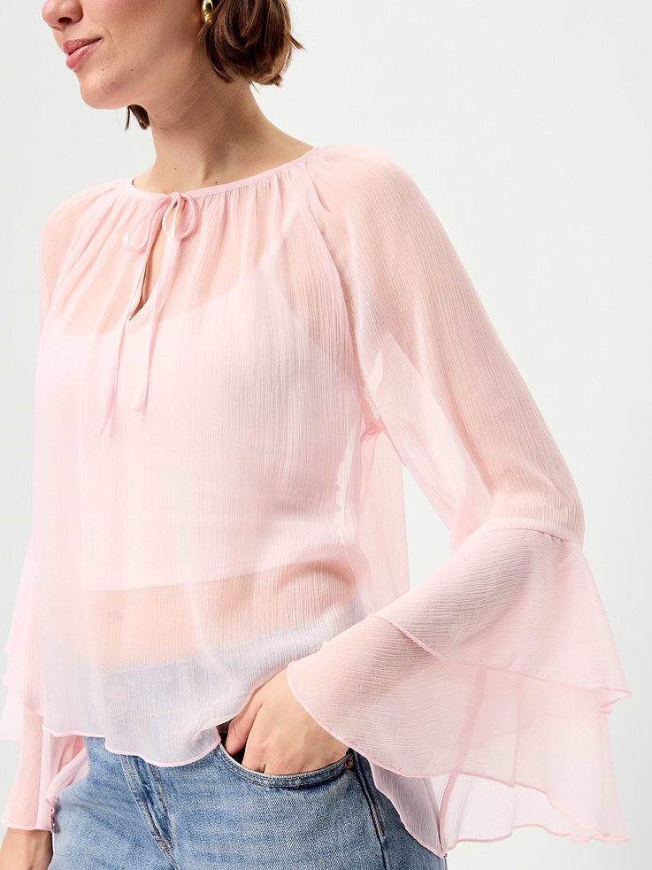 Image number 4 showing, Sheer Chiffon Bell-Sleeve Top