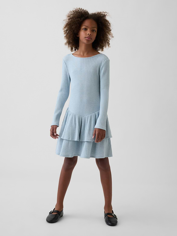 Kids Pointelle Drop-Waist Tiered Dress