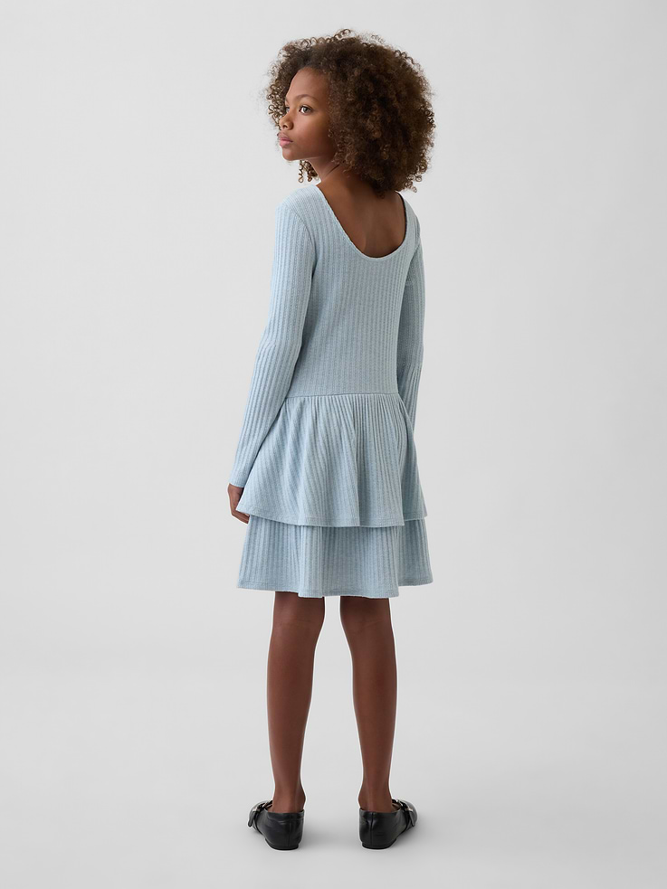 Image 3 of 5, Kids Pointelle Drop-Waist Tiered Dress