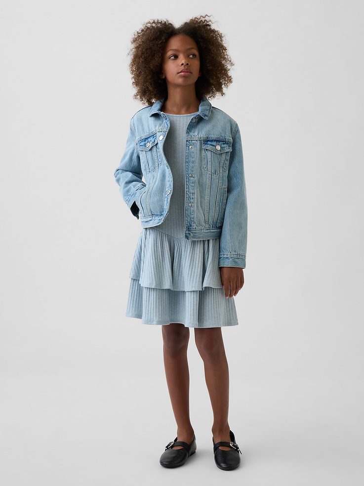 Image 4 of 5, Kids Pointelle Drop-Waist Tiered Dress