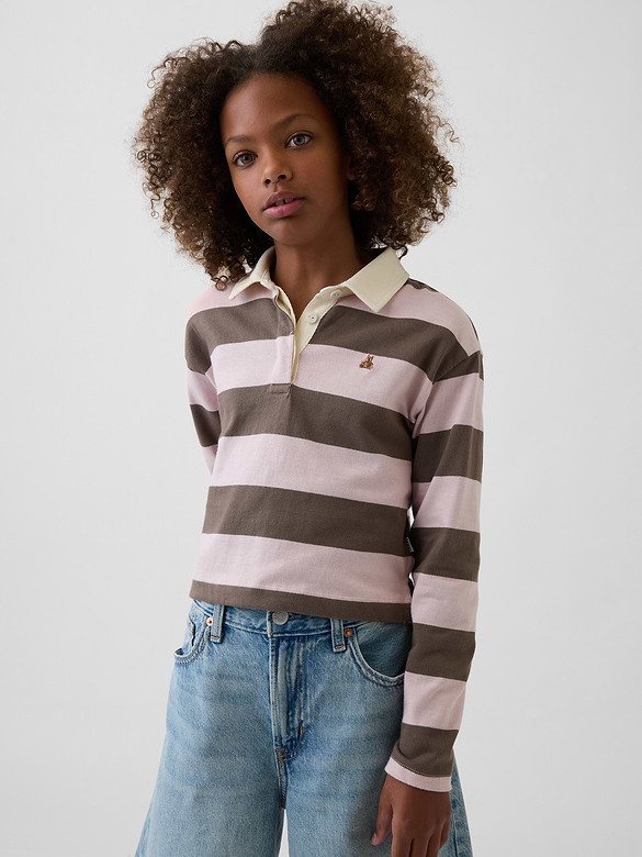 Kids Oversized Rugby Stripe Polo Shirt