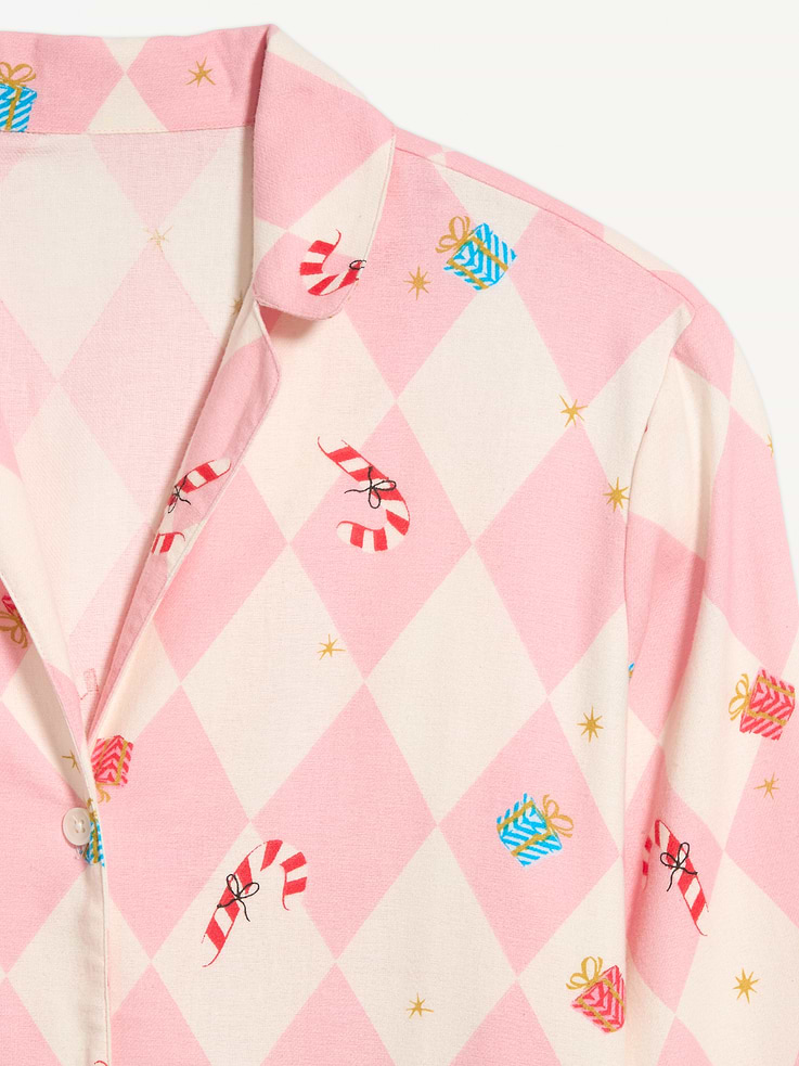 Image 4 of 8, Printed Flannel Pajama Pant Set for Women