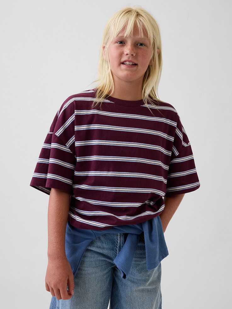 Image number 1 showing, Kids Oversized Boxy Stripe T-Shirt