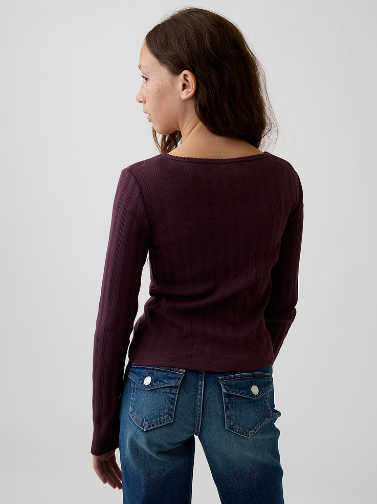 Image 3 de 4, T-shirt en tricot pointelle pour Enfant