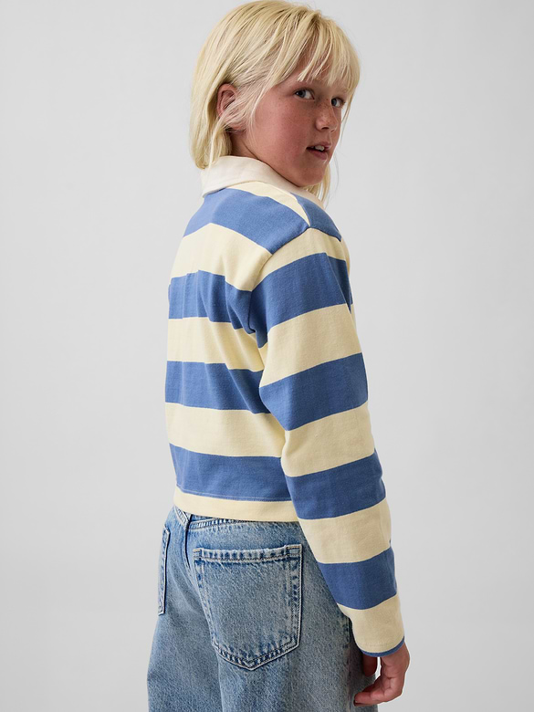 Kids Oversized Rugby Stripe Polo Shirt