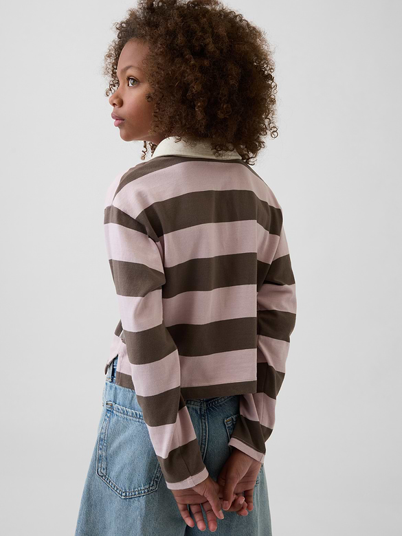 Kids Oversized Rugby Stripe Polo Shirt
