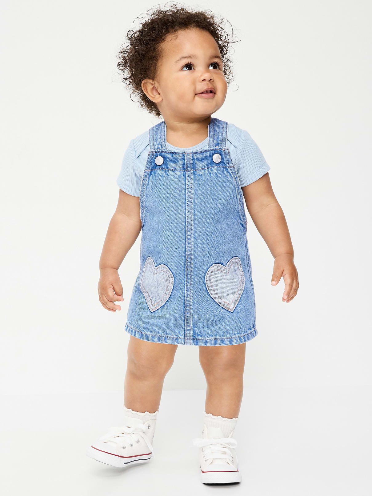 Image number 1 showing, Printed Denim Skirtall Dress for Baby