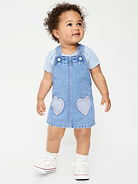 Image number 1 showing, Printed Denim Skirtall Dress for Baby