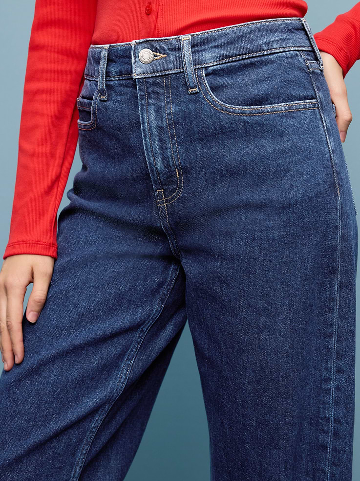 Image number 5 showing, Extra High-Waisted Cuffed Wide-Leg Jeans