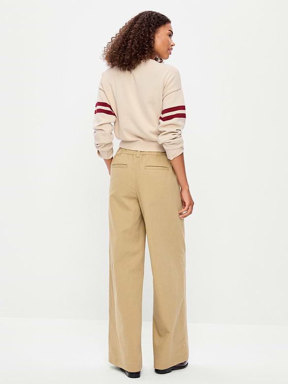 Mid-Rise Pleated Wide-Leg Pants