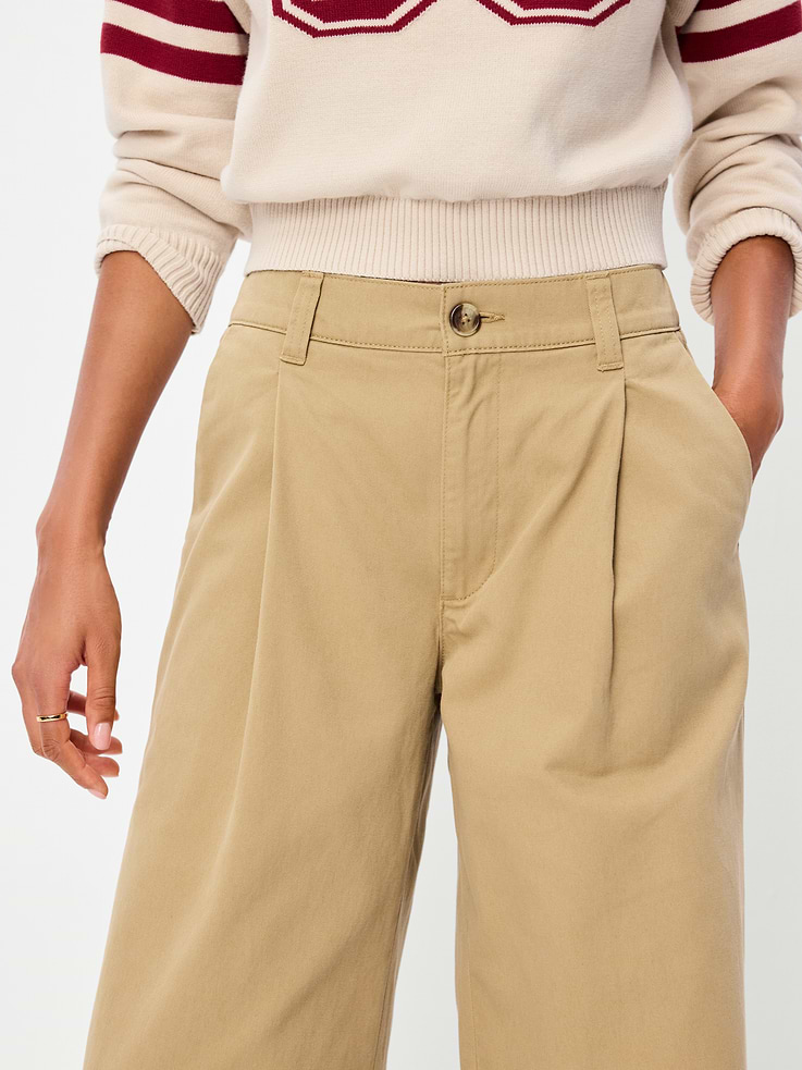 Image number 5 showing, Mid-Rise Pleated Wide-Leg Pants