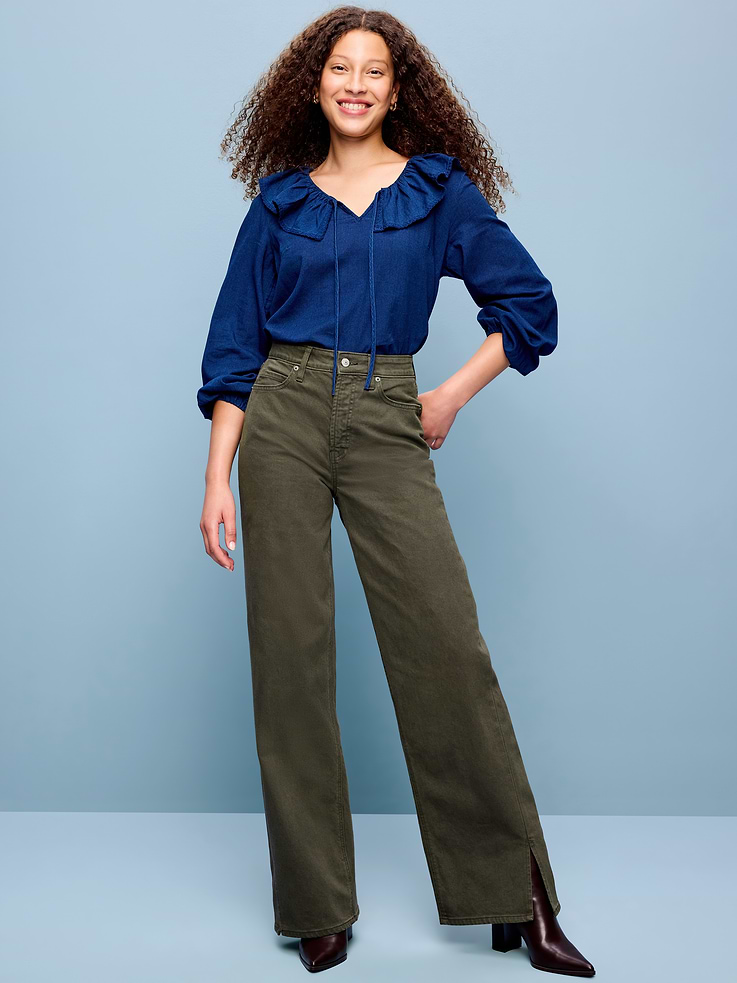 Image number 1 showing, Extra High-Waisted Wide-Leg Jeans