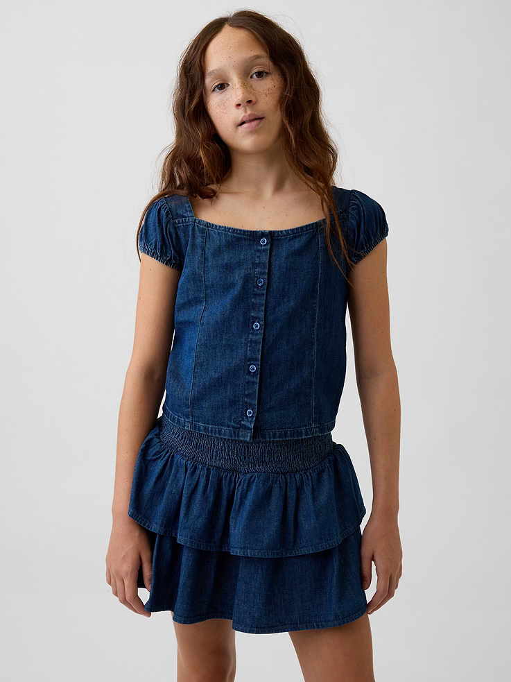 Image number 1 showing, Kids Denim Button-Front Top