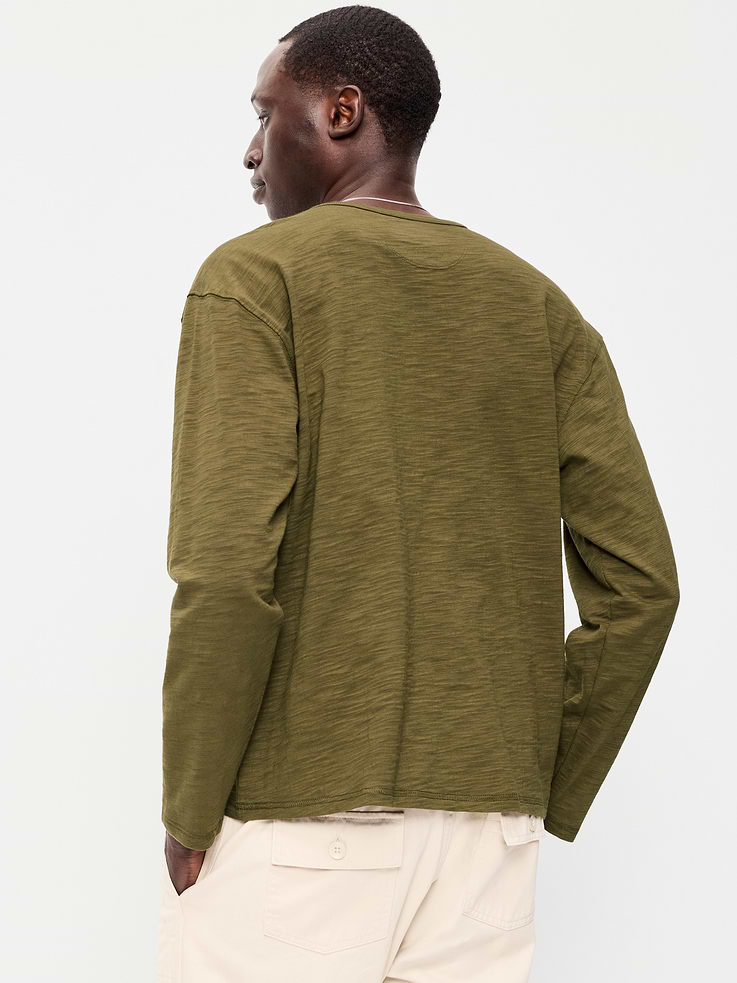 Image number 2 showing, Long-Sleeve Slub-Knit Henley T-Shirt