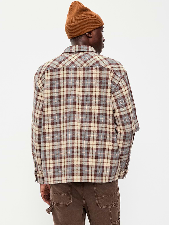 Long-Sleeve Heavyweight Plaid Flannel Pocket Shirt