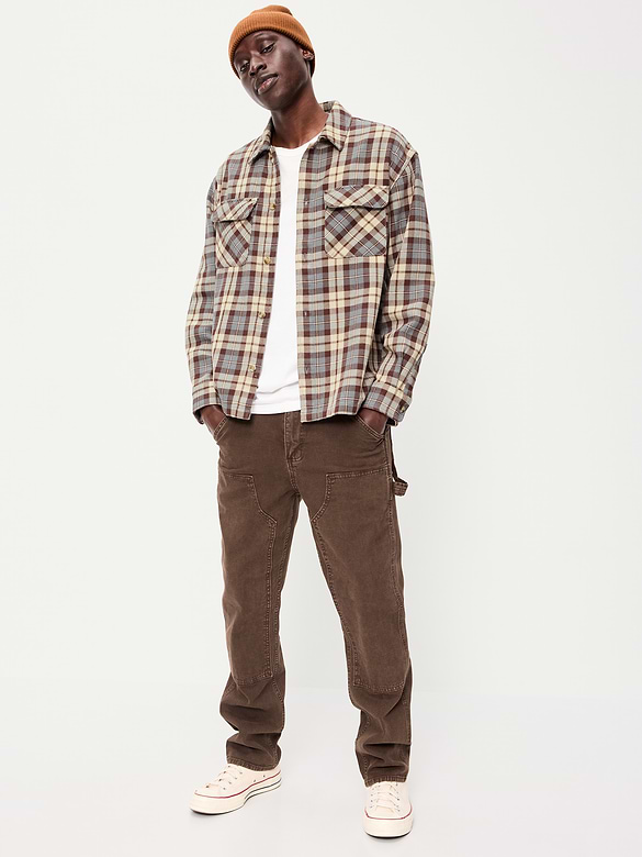 Long-Sleeve Heavyweight Plaid Flannel Pocket Shirt
