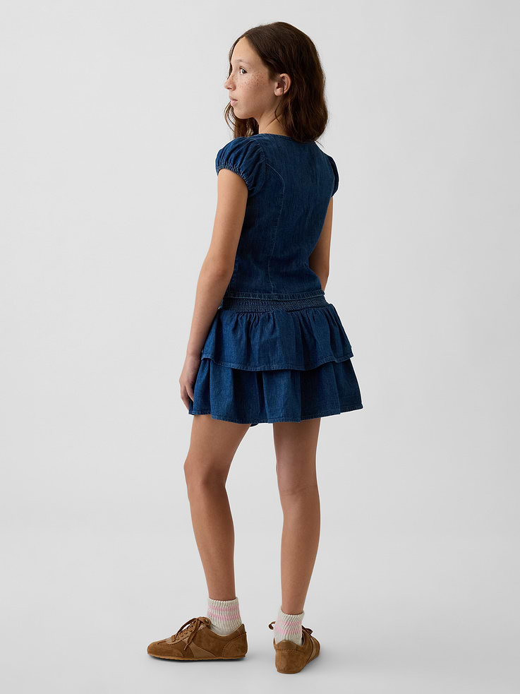 Image number 3 showing, Kids Denim Smocked Mini Skort