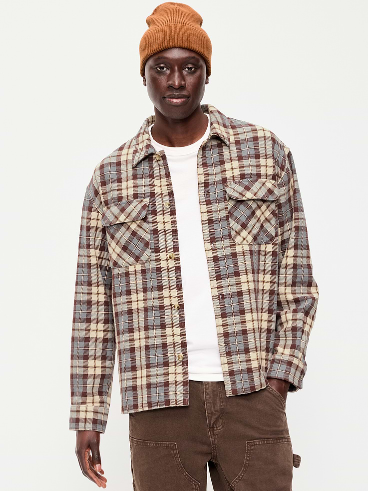 Image number 1 showing, Long-Sleeve Heavyweight Plaid Flannel Pocket Shirt