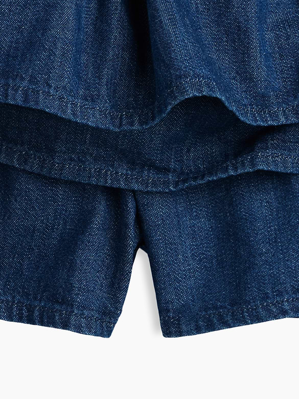 Kids Denim Smocked Mini Skort