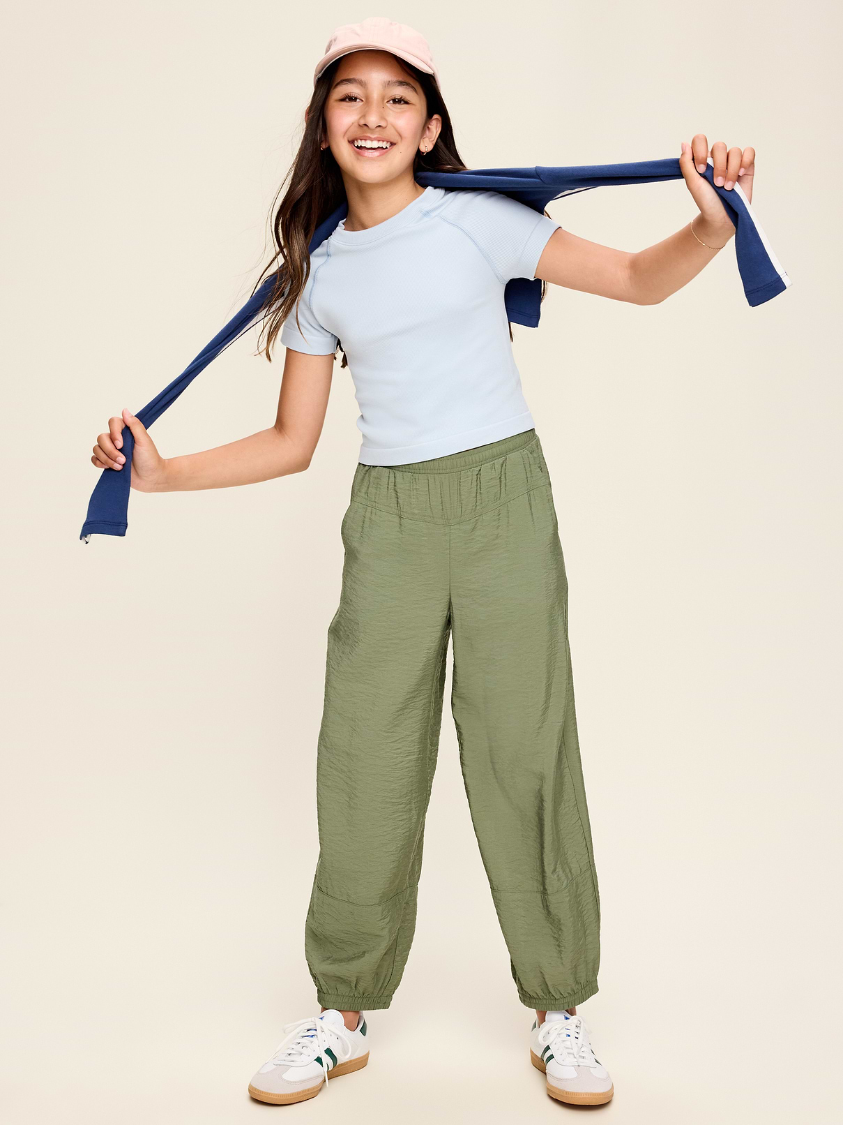 Image number 3 showing, High-Waisted Crinkled Harem Pants for Girls