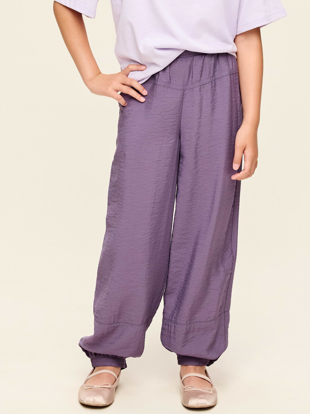 Image number 1 showing, High-Waisted Crinkled Harem Pants for Girls