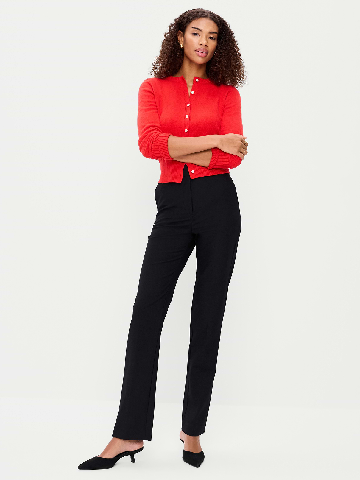 Extra High-Waisted Straight-Leg Twill Pants